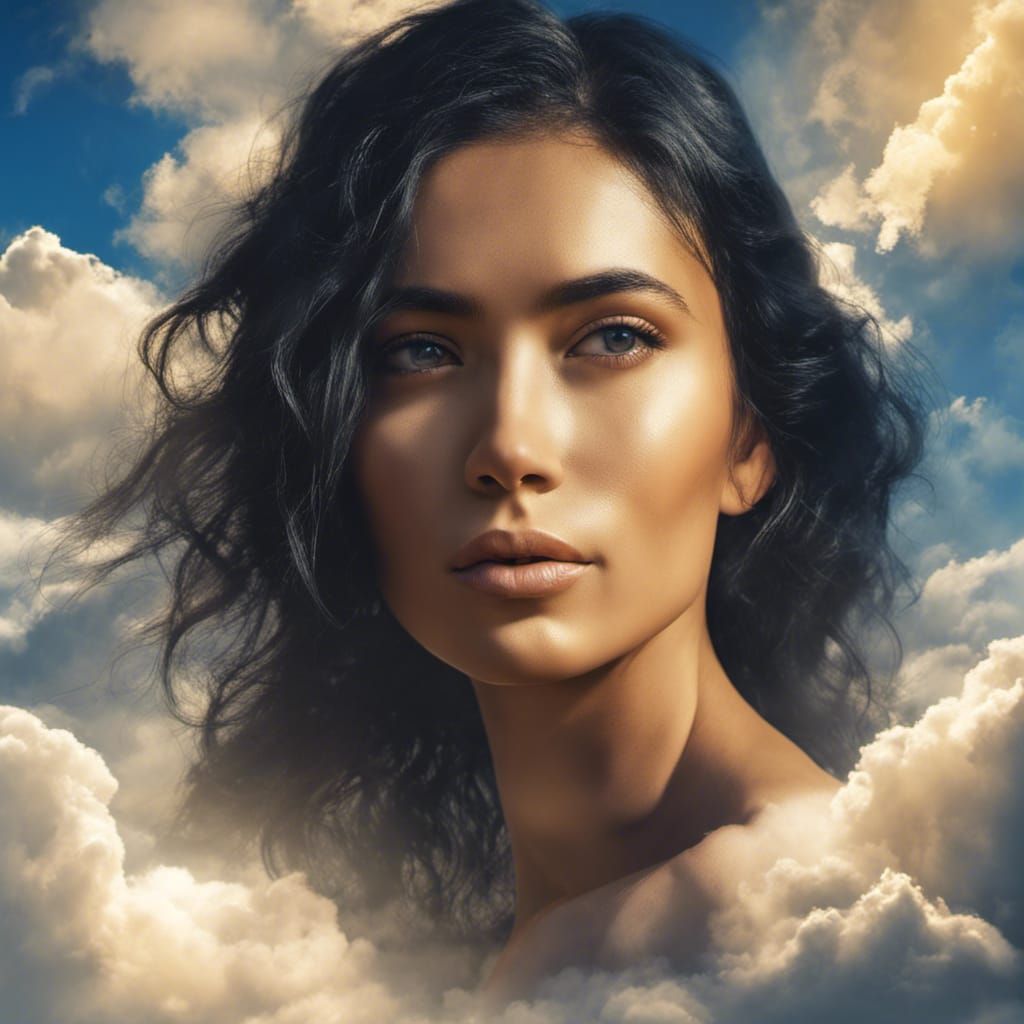 Ethereal Cloud Woman in Golden Sunlight