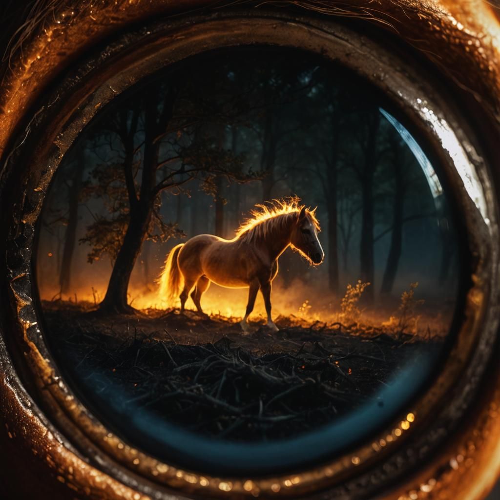 Burning Tree Reflected in a Horse's Eye