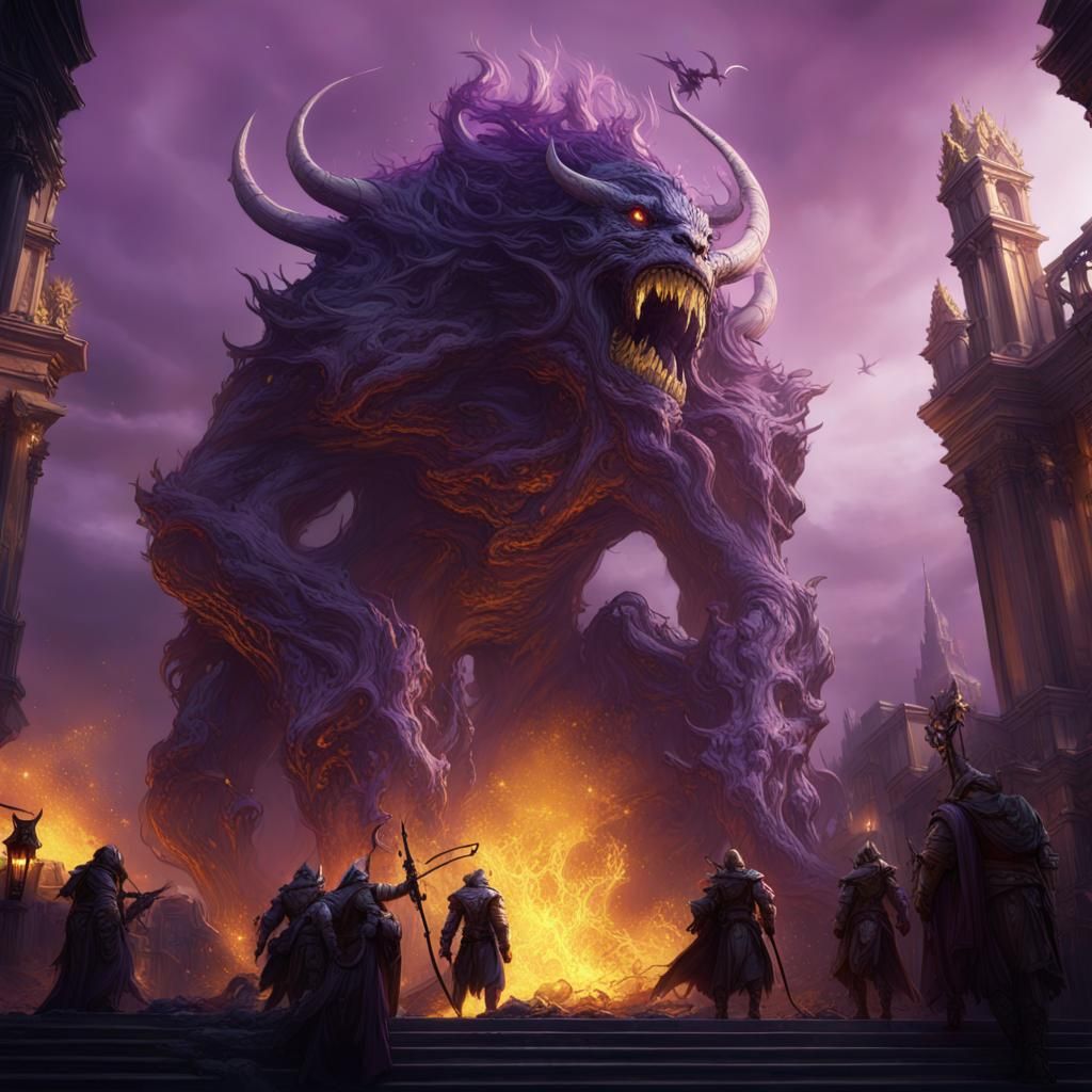 Epic War Scene with Magical Creatures