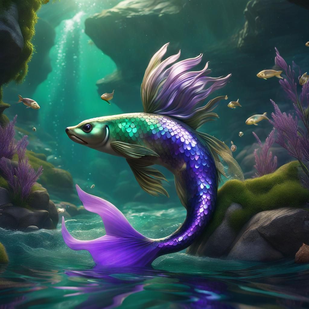 Guppy's Wild River Journey: A Fantasy Concept Art