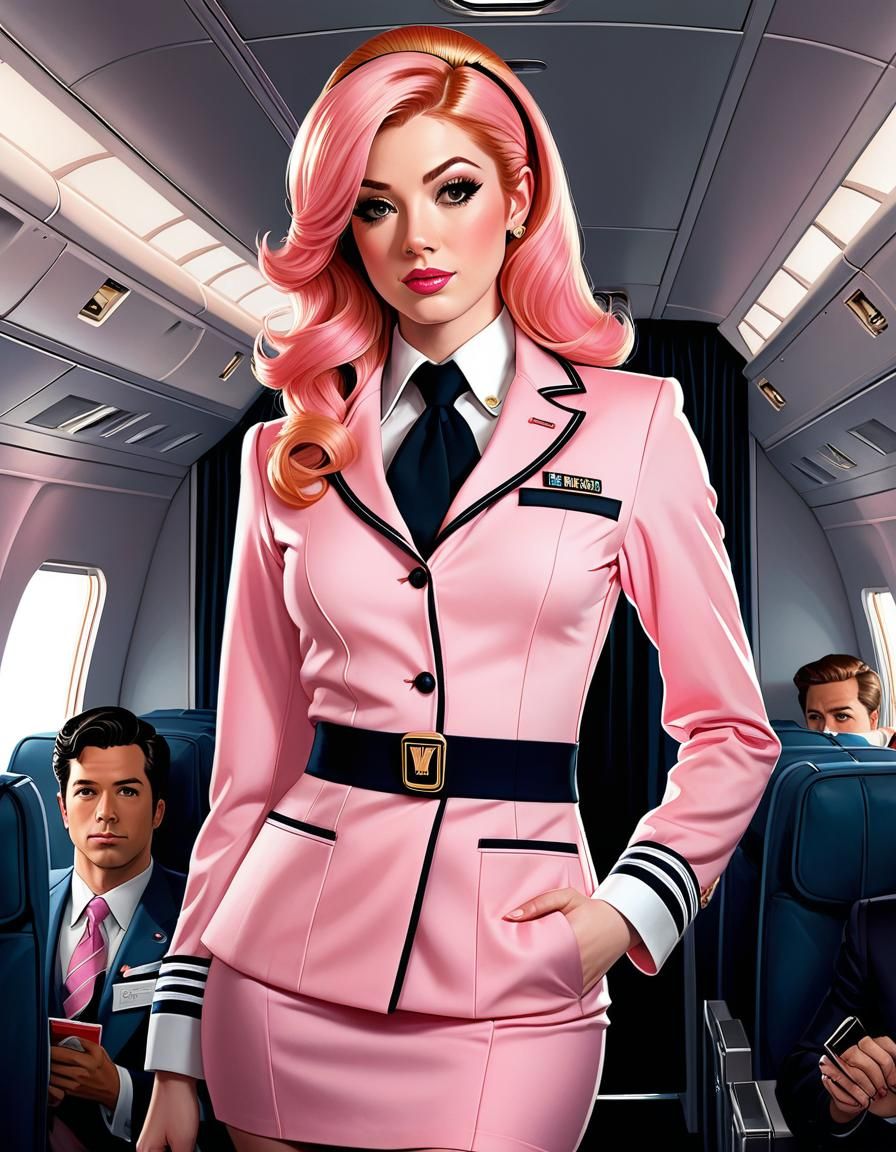 Katherine McNamara as Flight Attendant in Comic Art Style