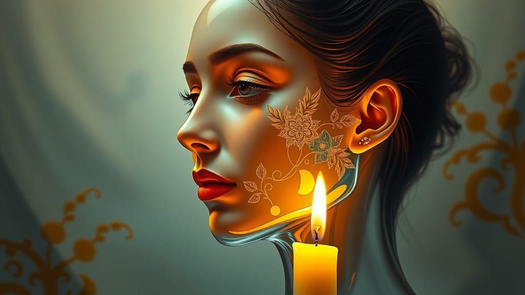 Surreal Portrait of a Woman Illuminated by Candlelight