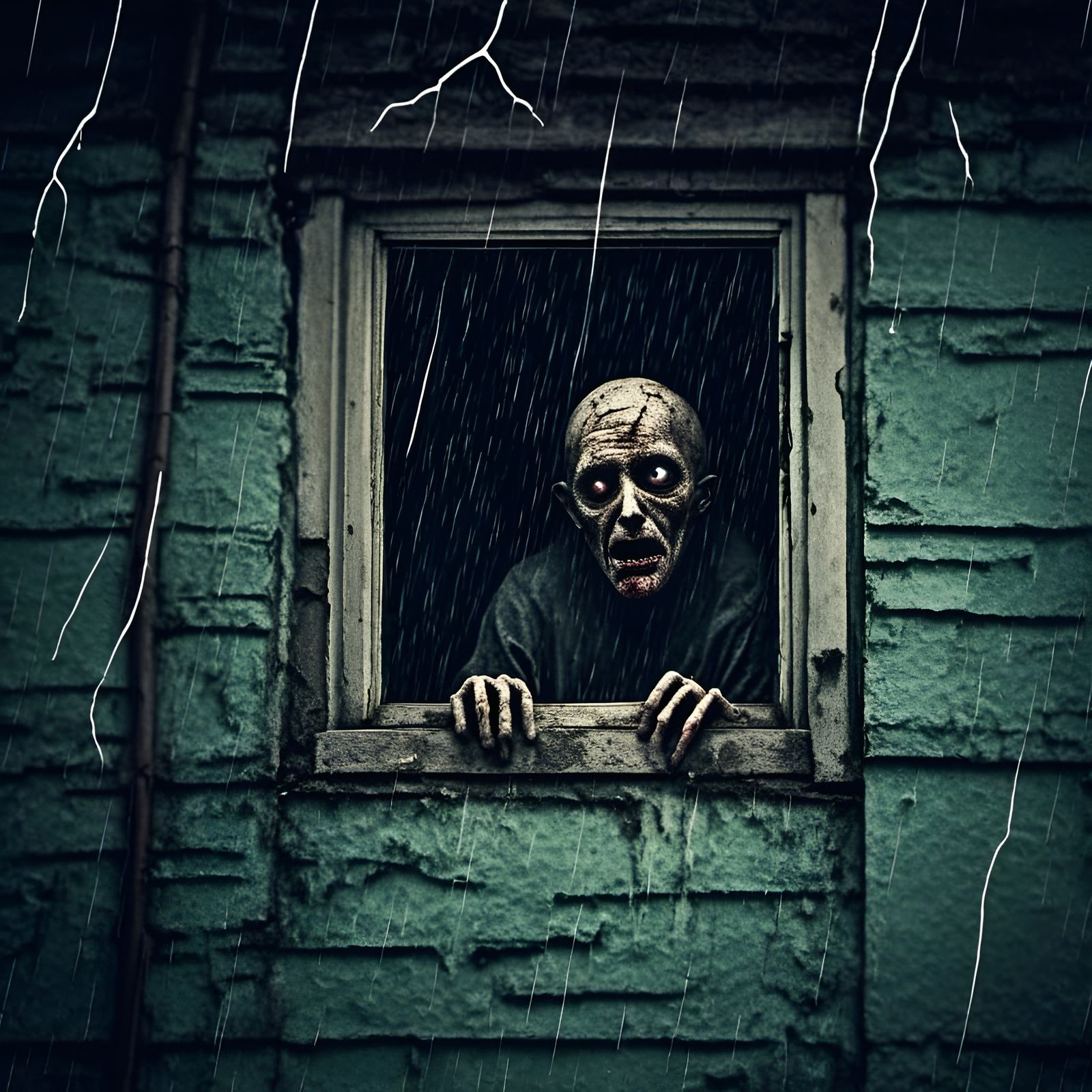 Creepy Face at Window in Horror Photography