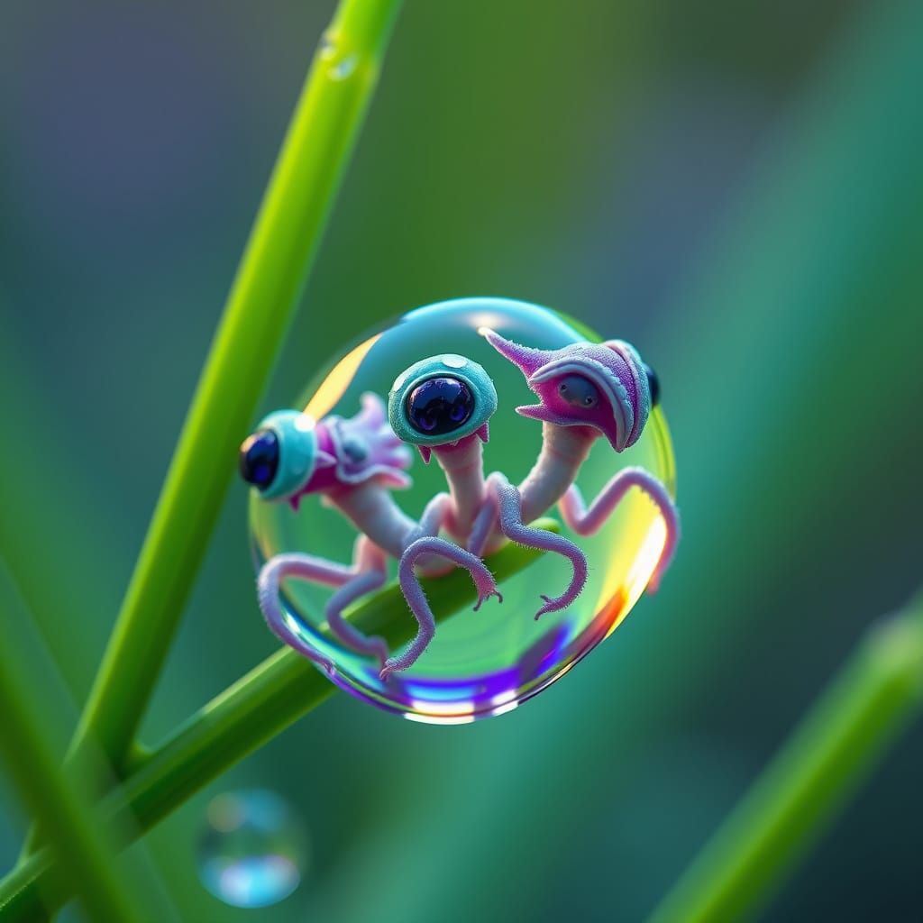 Miniature Alien Life in a Dewdrop