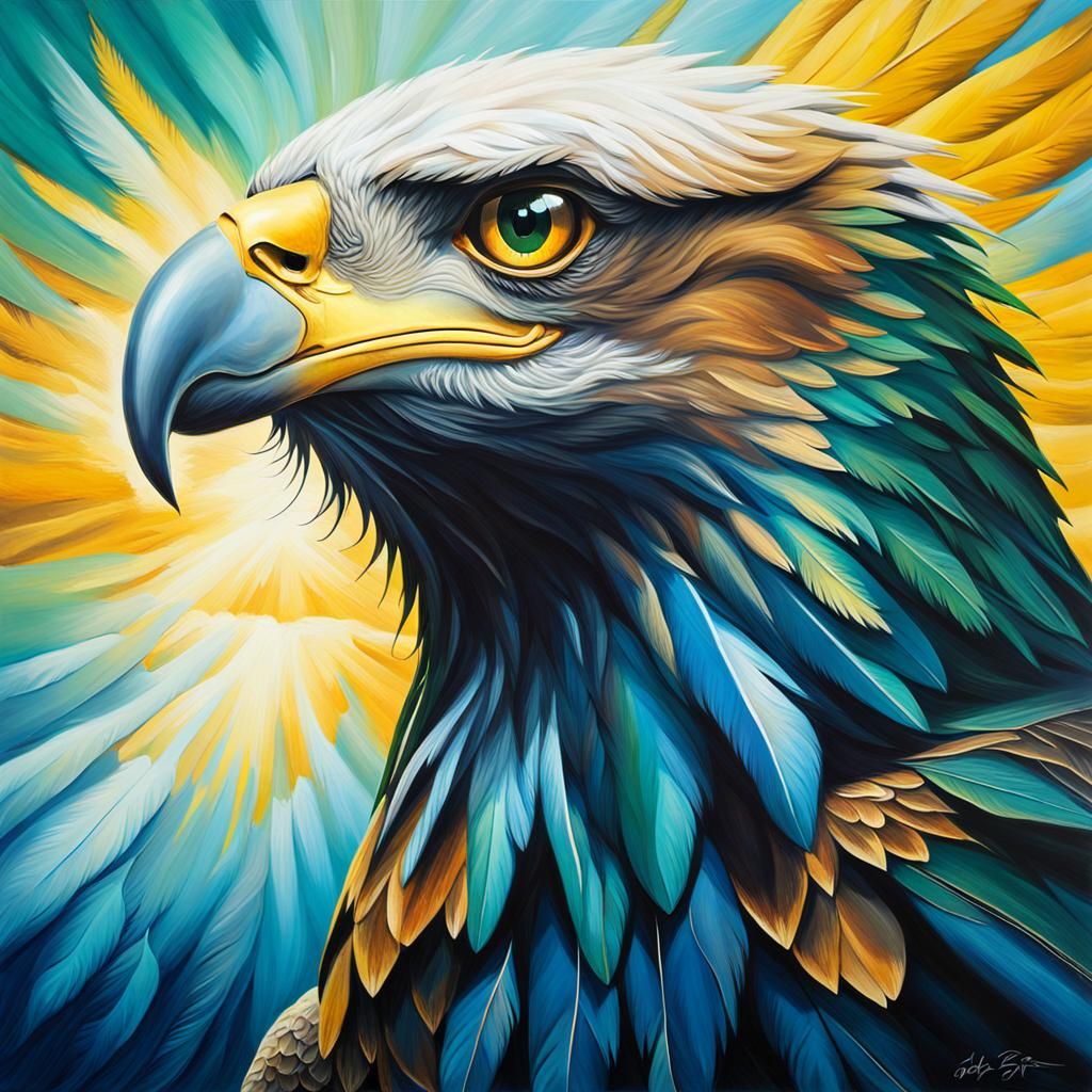 Majestic Eagle in Dramatic Oil Painting