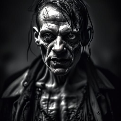 Haunted Partygoer in Flickering Torchlight