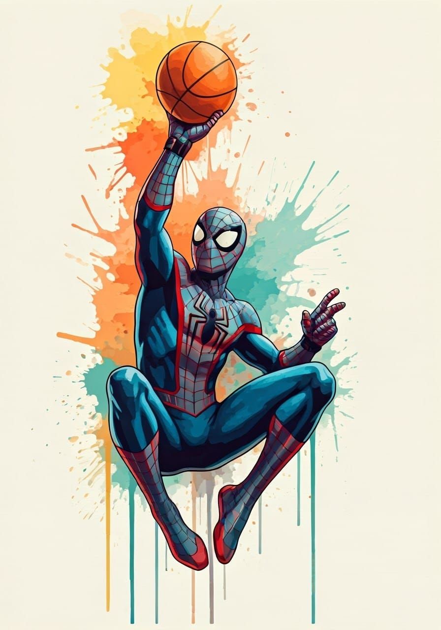 Spiderman in a Vibrant Vintage Scene