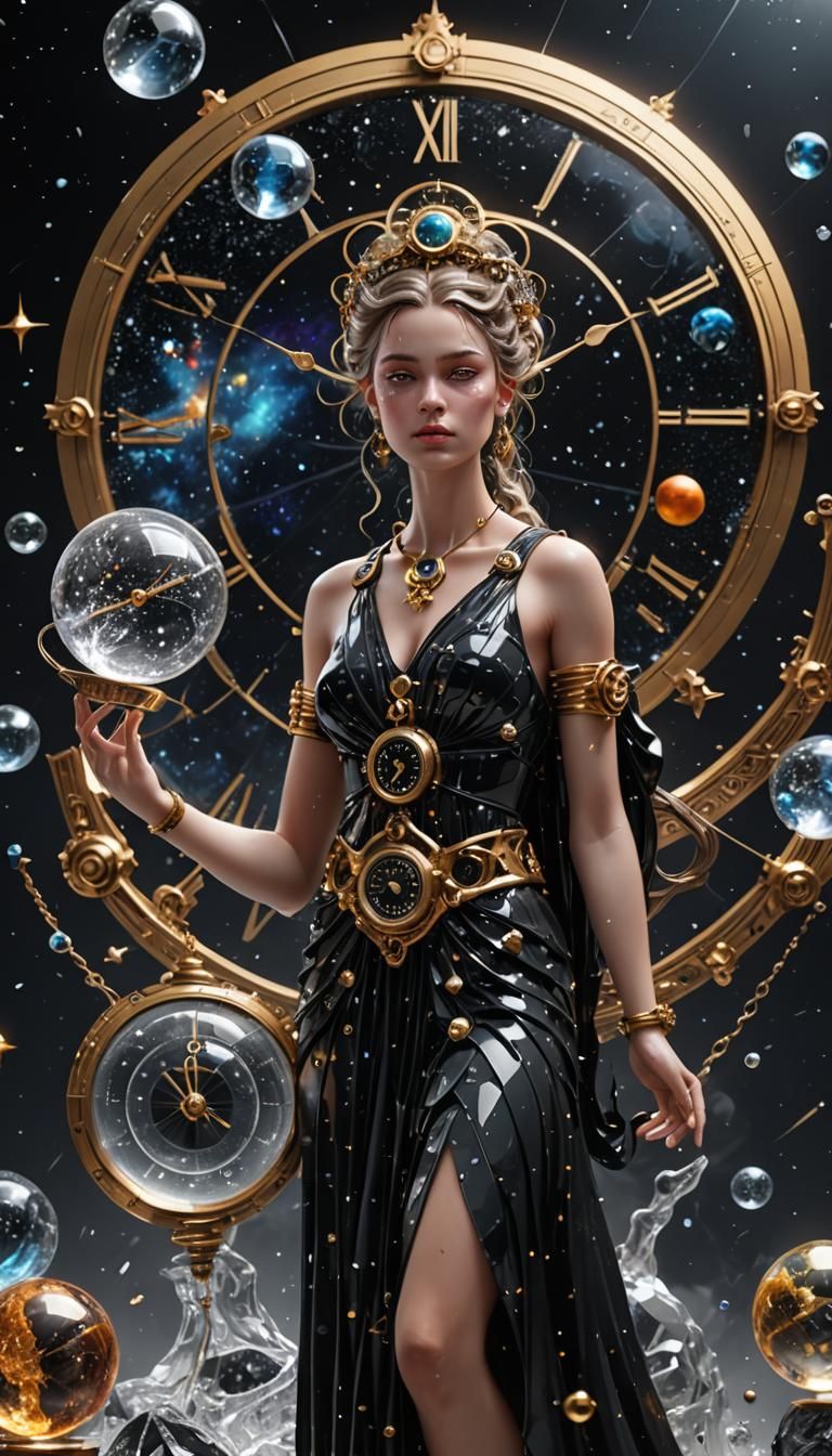 Epic Goddess Playing with Atoms in Galaxy