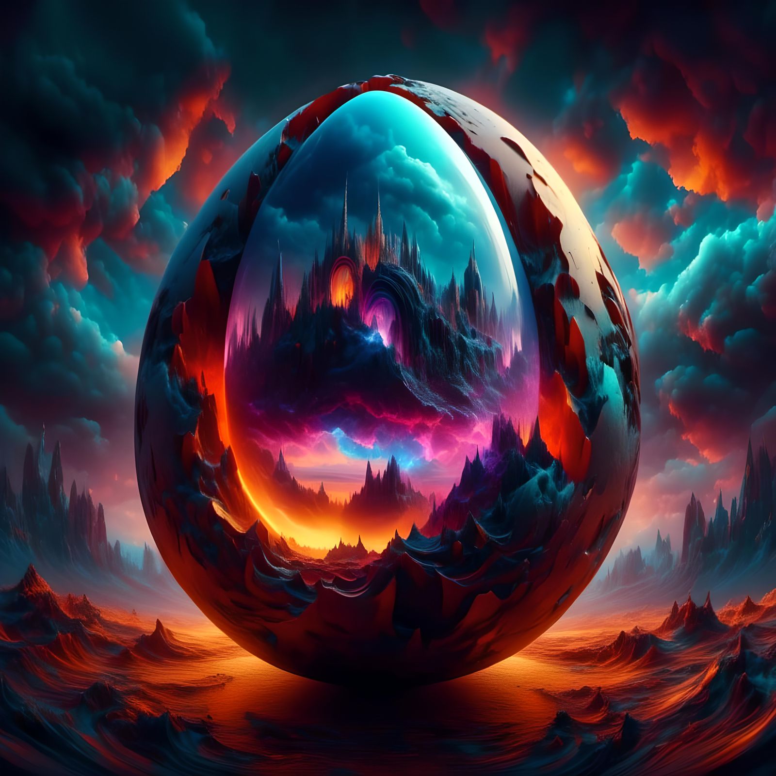 Chromatic Surrealism: Stormy Night Hatching in Alternate Uni...