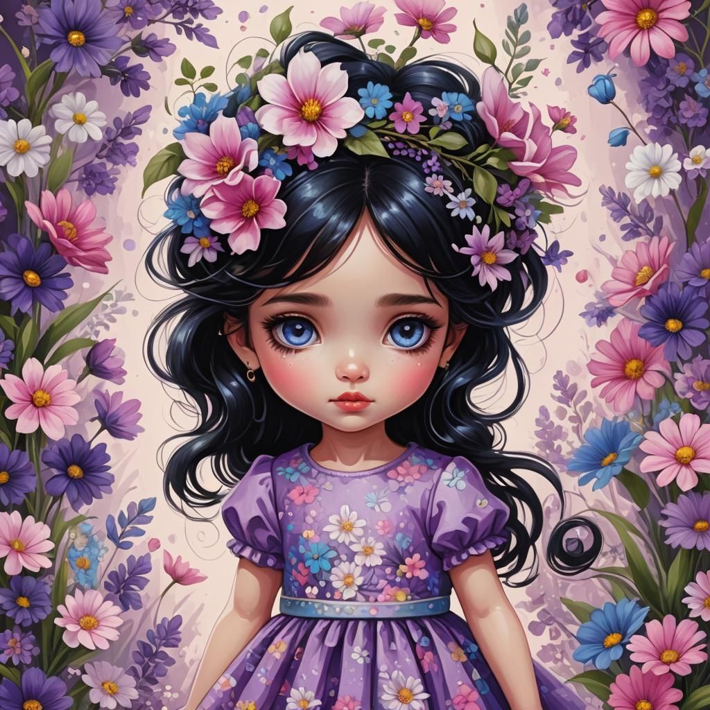 Enchanting Watercolor Portrait of a Little Girl