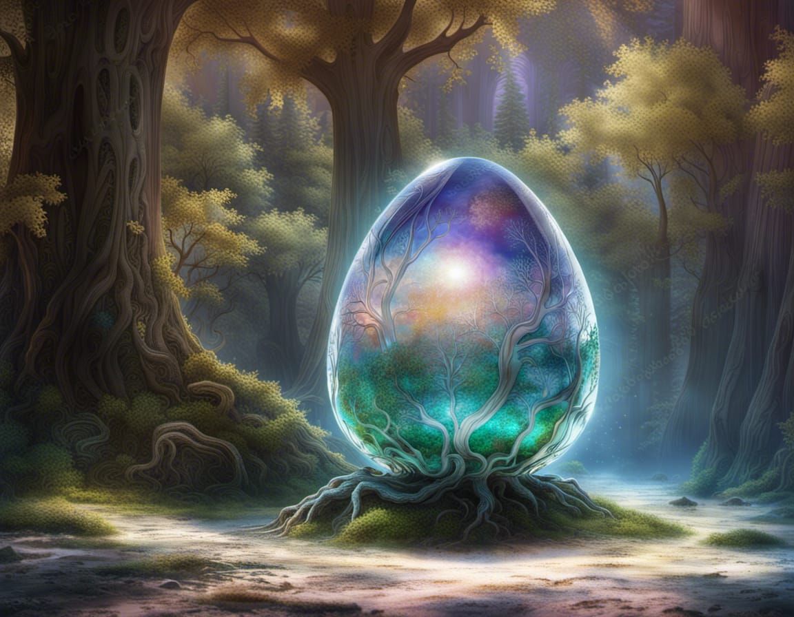 Alien Egg with Tree Inside: Crystal Utopian World