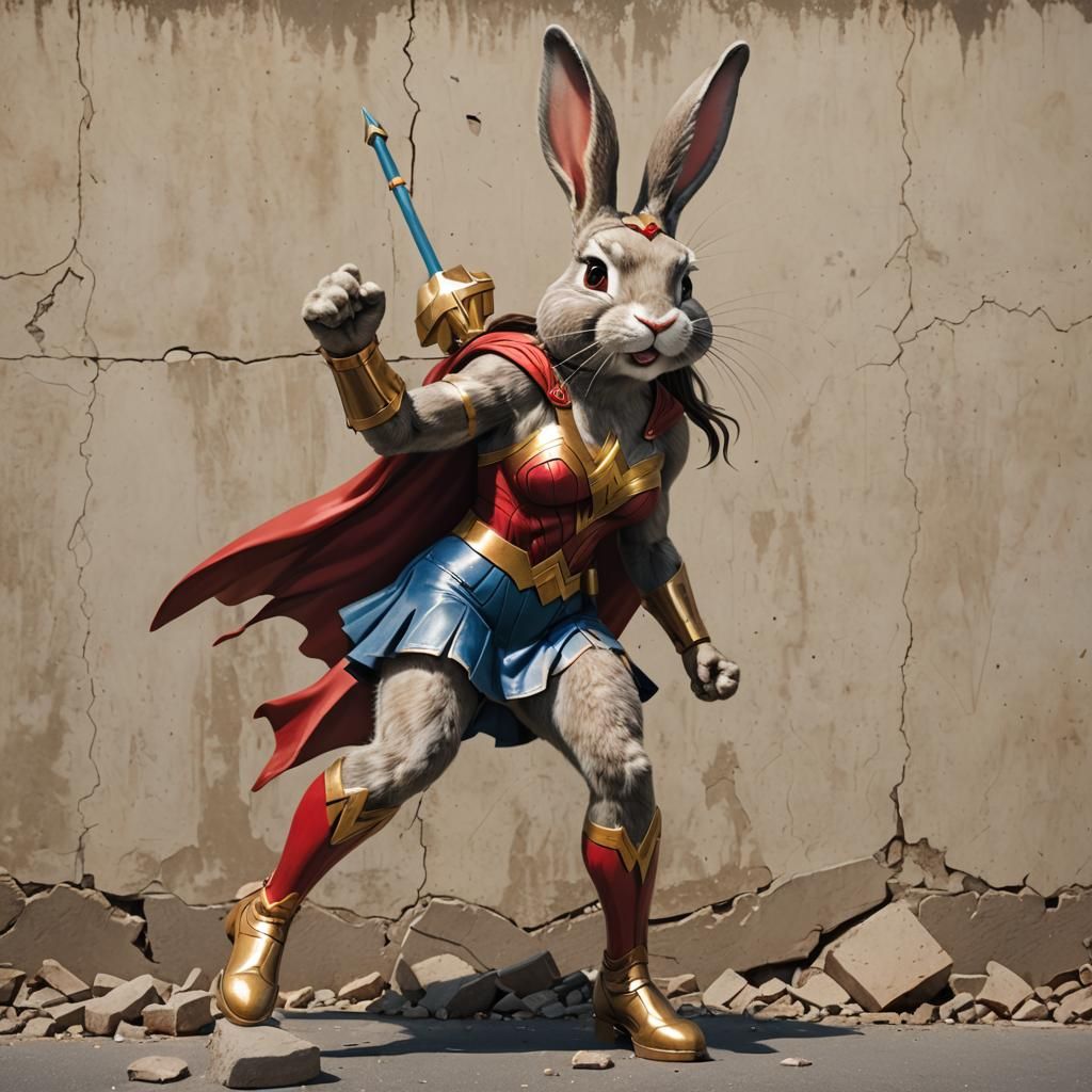 Wonder Woman Bunny Breaks Through Wall