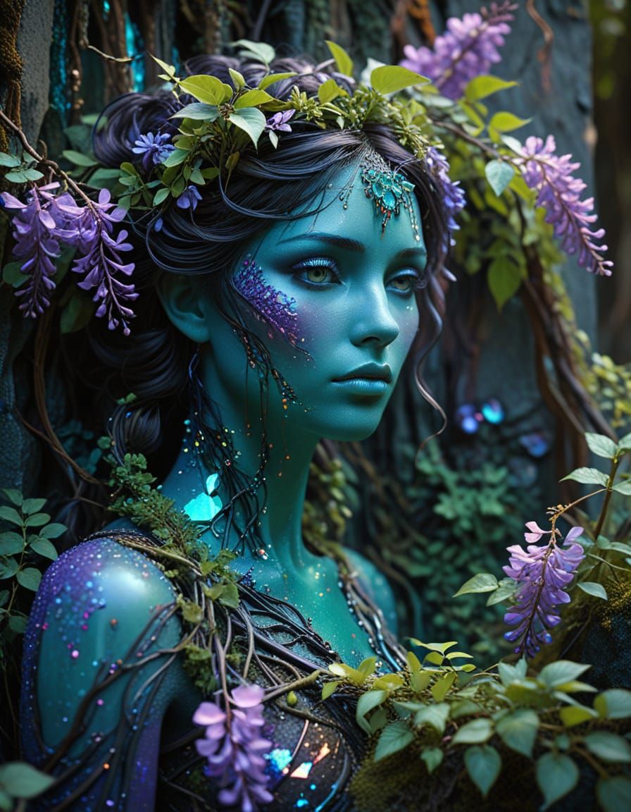 Basalt Goddess Emerging from Emerald Jungle