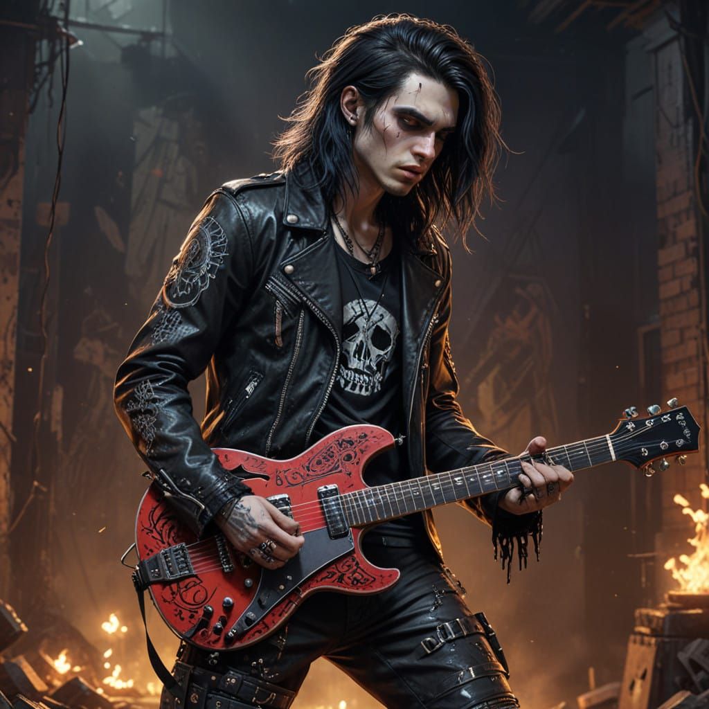 Gothic Punk Rocker in Full Swing