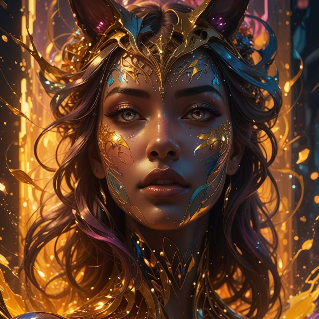 Empowered Goddess Radiates Solar Energy in Vibrant Manga-Ins...