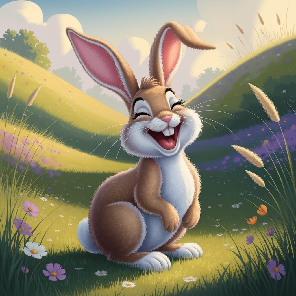 Joyous Bunny in Sunlit Meadow