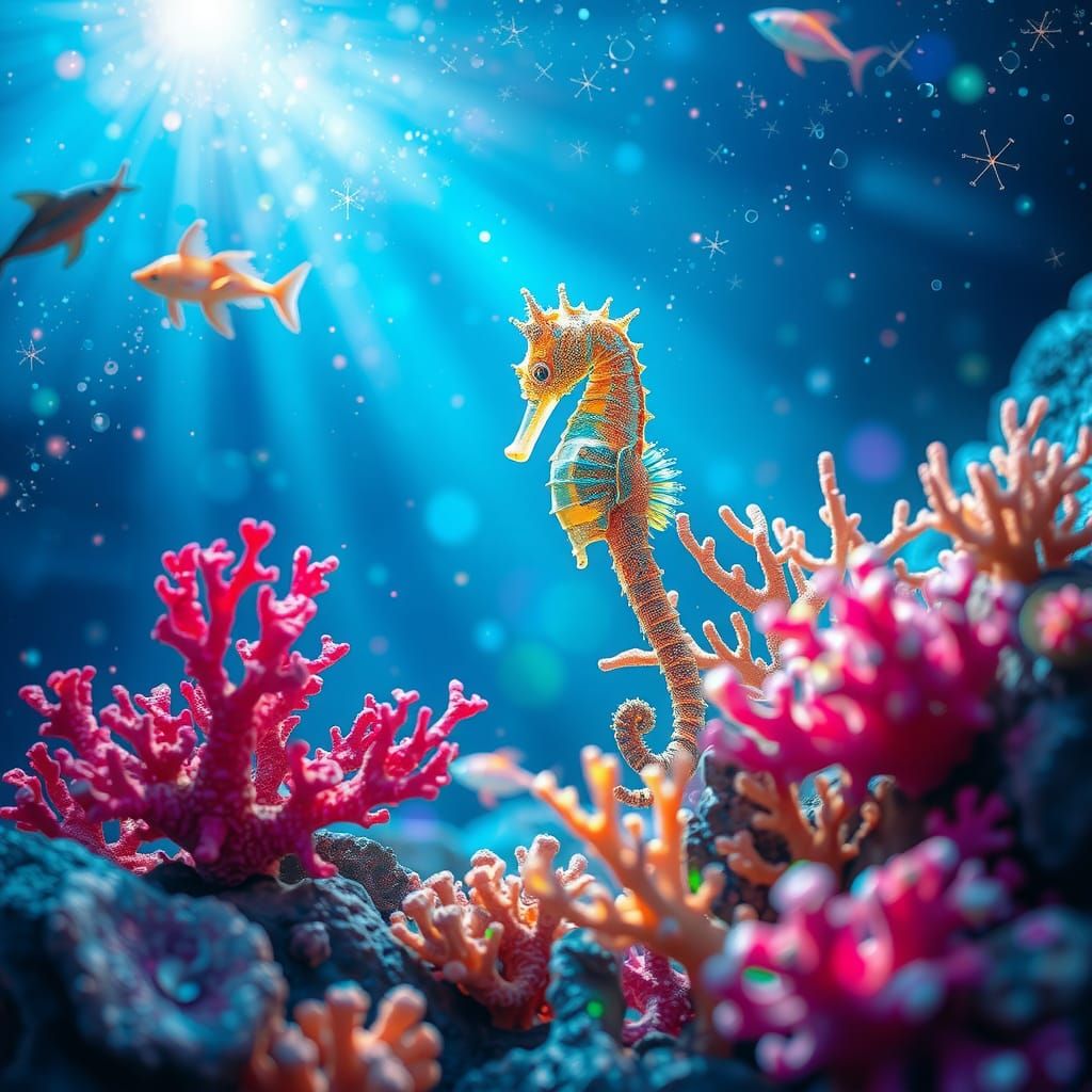 Luminescent Coral Reef: Holographic Astral Illustration