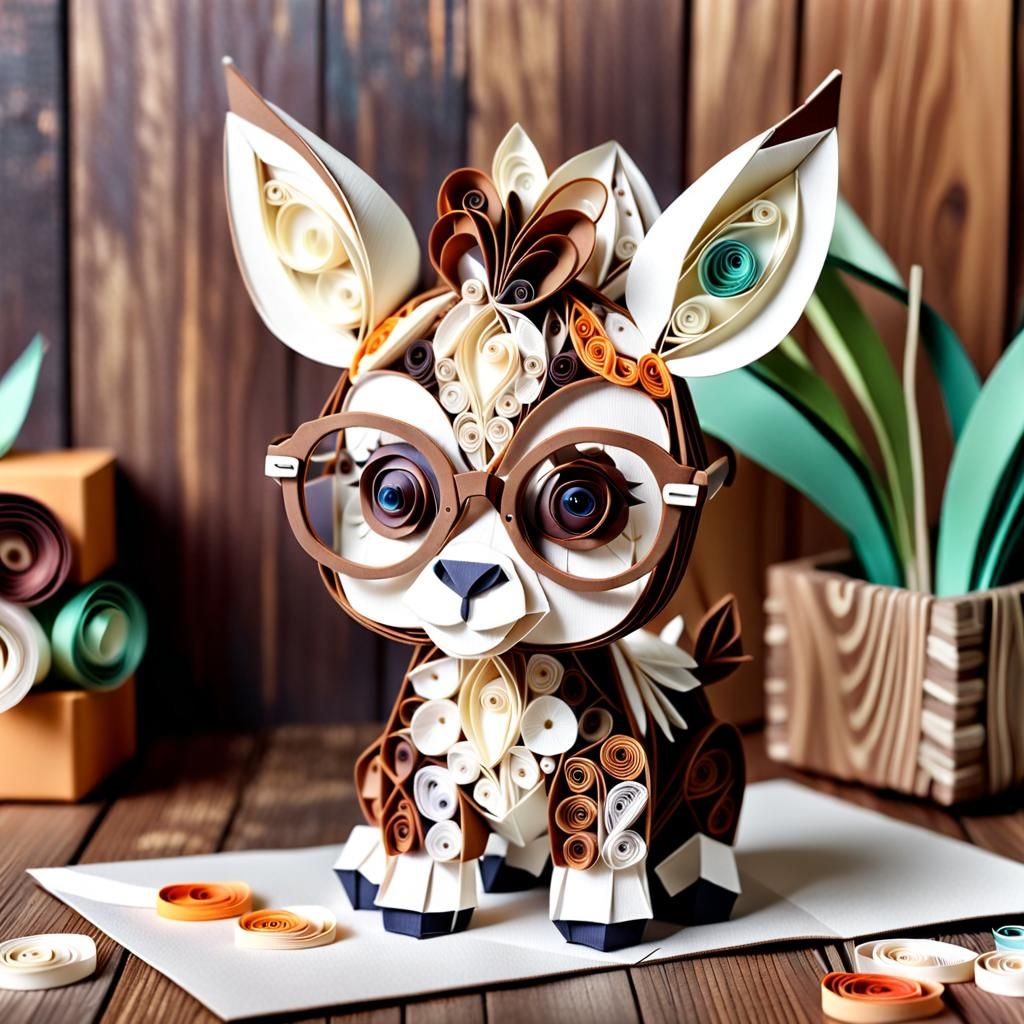 Quilled Papercraft Donkey with Glasses in 8K