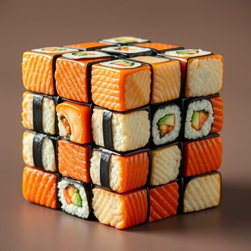 Vibrant Pop Art Sushi Rubik's Cube
