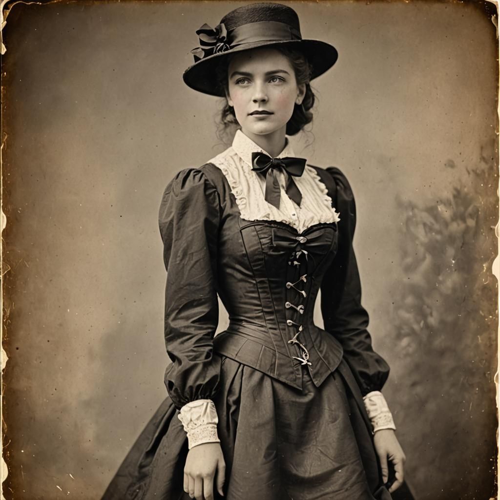 Elegant Woman in Hourglass Corset and Formal Attire