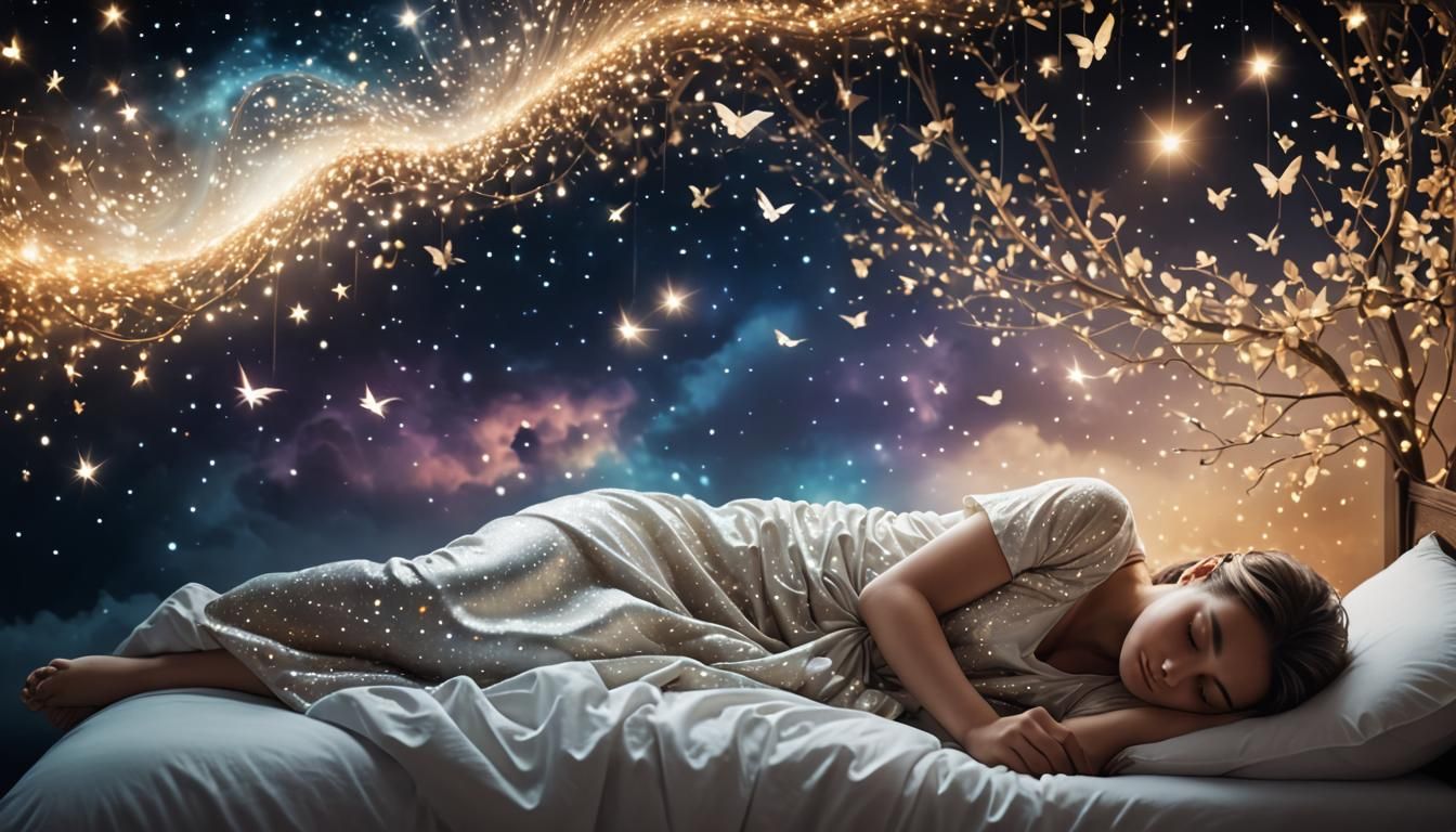 Magical Dream Transposed Over Sleeping Person