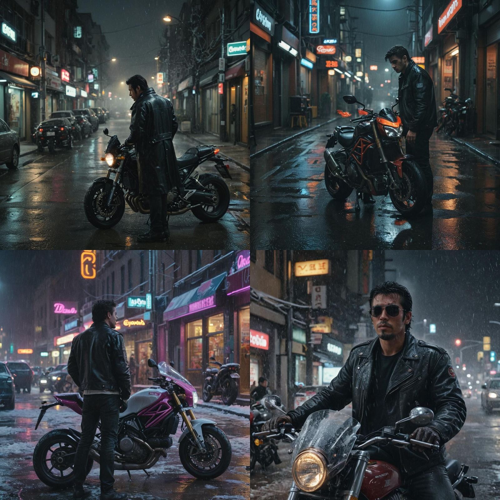 Cyberpunk Tokyo Street Scene with Ducati Bike
