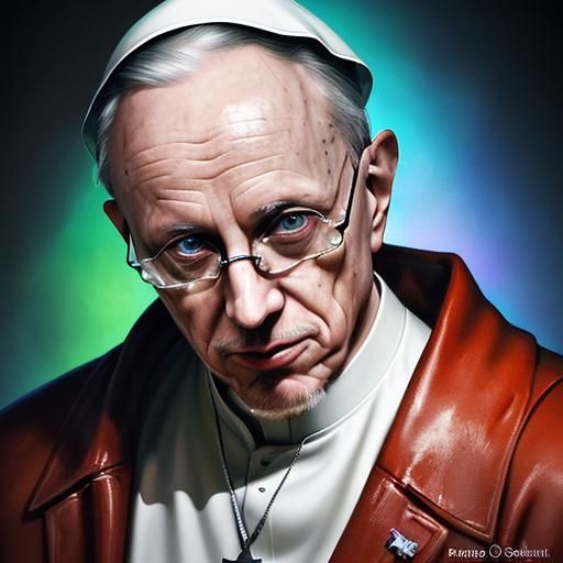 Hyperrealistic Portrait of Pope Francis in Splash Art Style