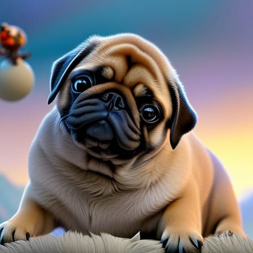 Cute Pug and Elsa Toy in Splash Art