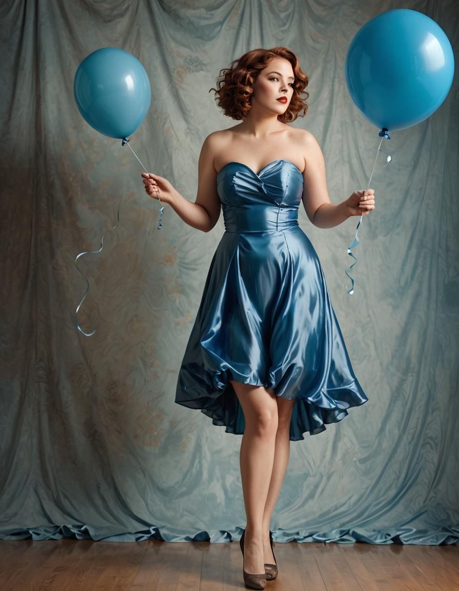 Dreamy Woman with Balloon: Surreal Anime Art