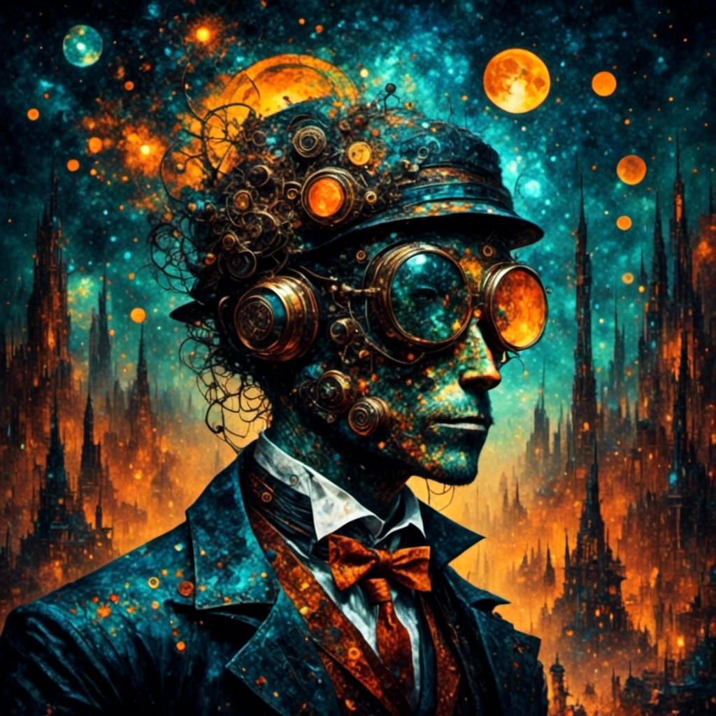 Mad Scientist Portrait with Painterly Textures