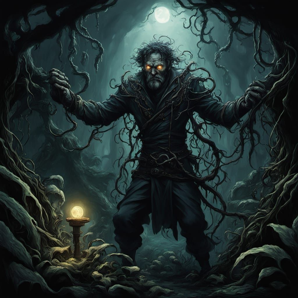 Ominous Horror: Sailor Lost in Bioluminescent Jungle