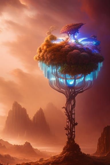 Magical Toadstool Treehouse with Flower Helix Tower