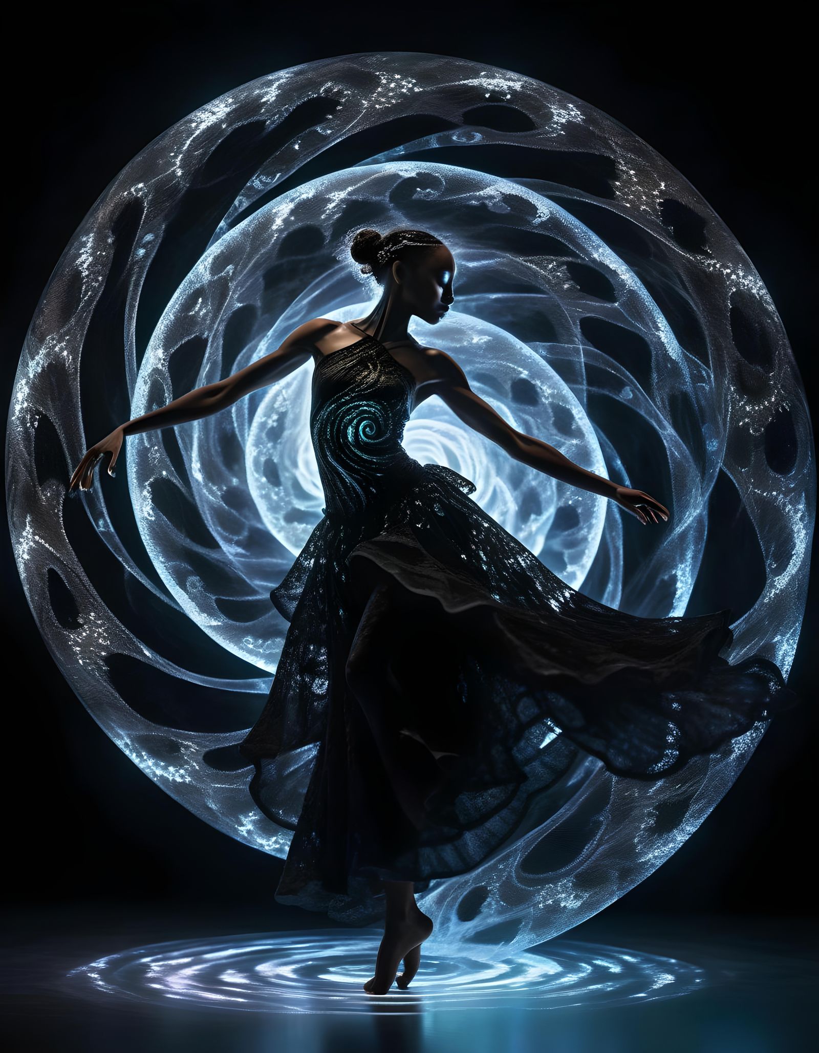Oneiric Dancer in the Void: Black Lace and Light