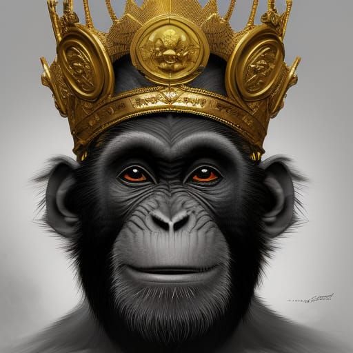 Wukong Portrait with Flaming Crown in Digital Art