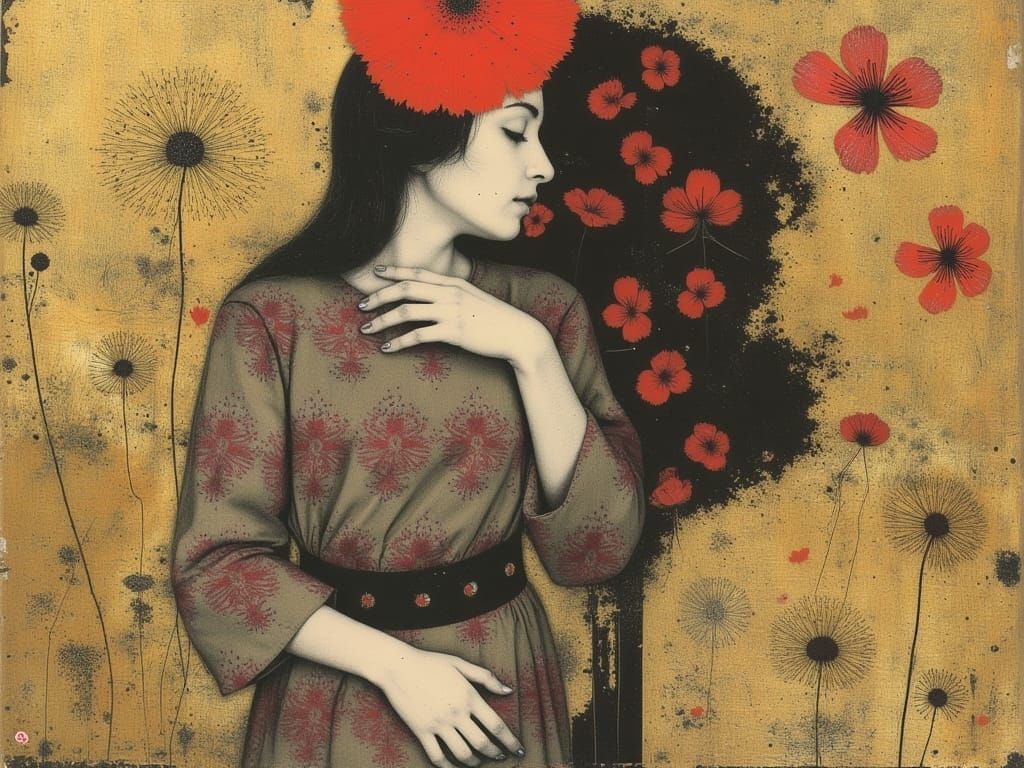 Ecstatic Golden Woman in Impressionistic Soft Focus