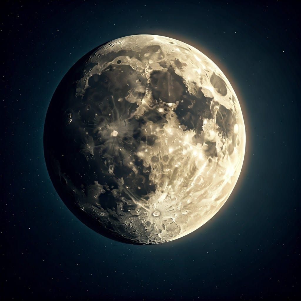 Majestic Moon Image with Golden Lunar Sunrise