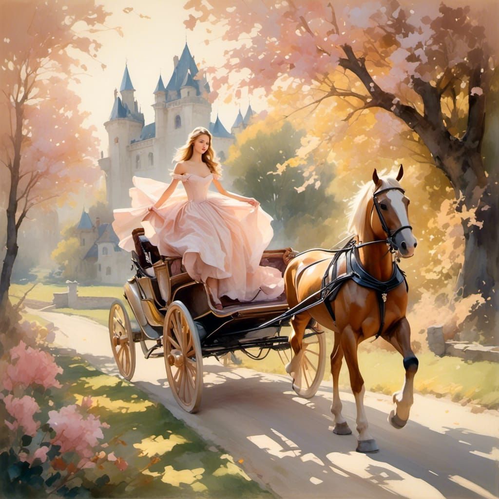 Princess and Knights in Dreamy Watercolor Style