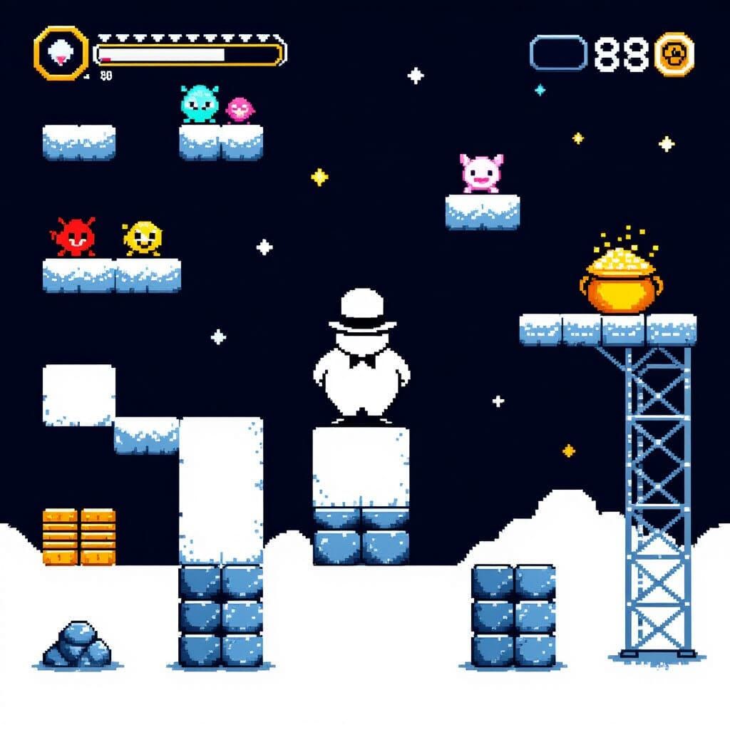 8-bit Silhouette Man in Jet Set Willy Style