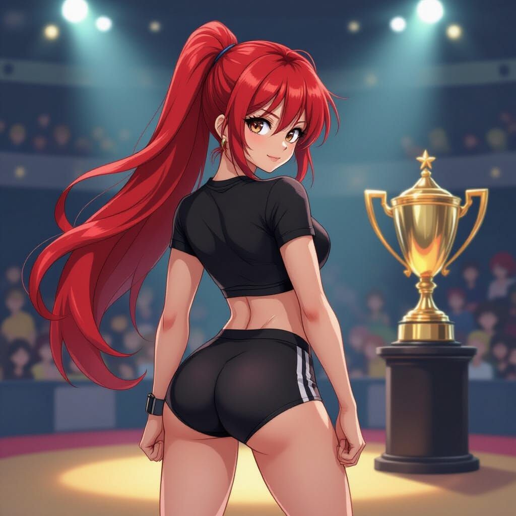 Anime Girl at Competition in Manga Style