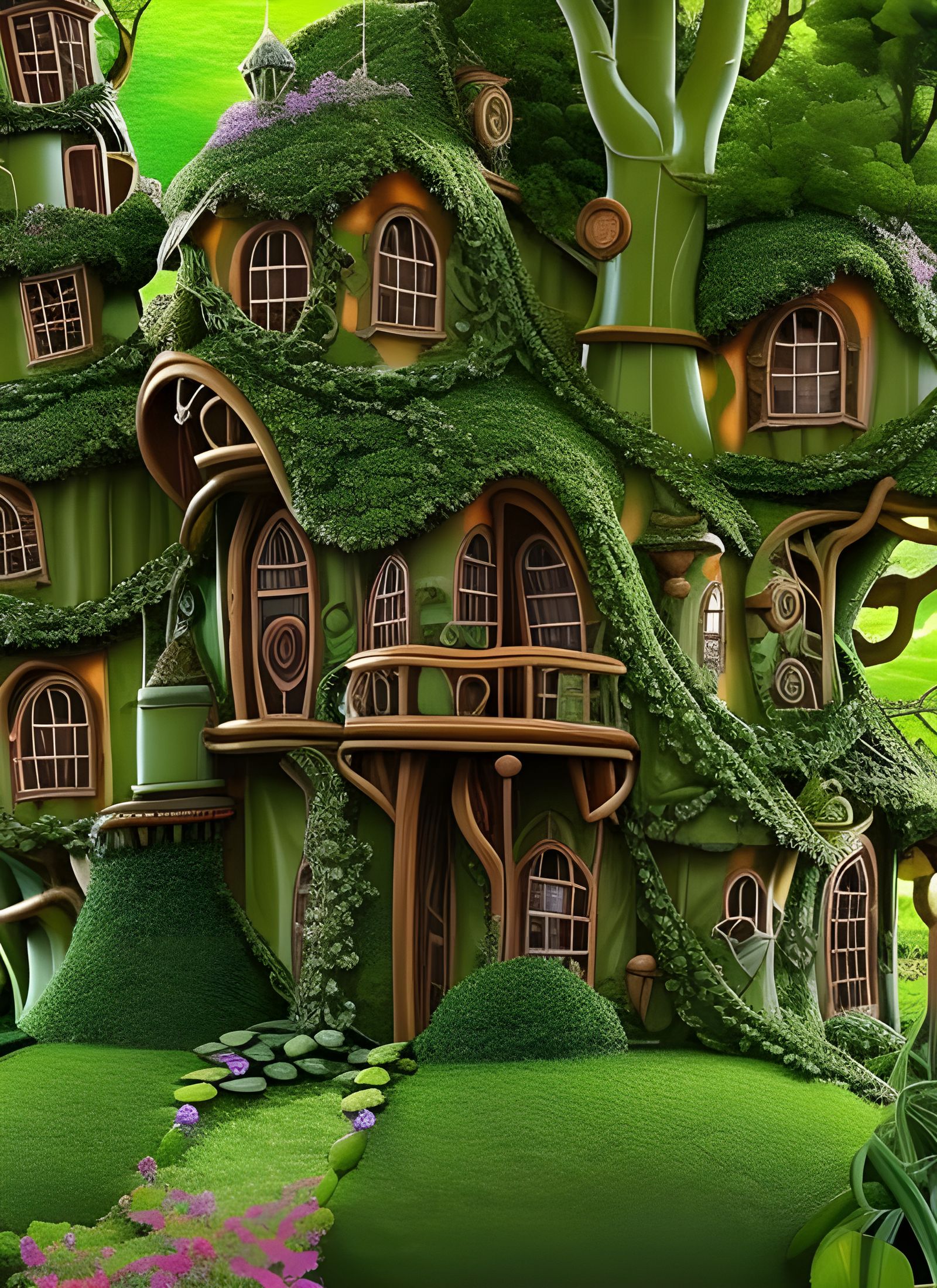 Mystical Treehouse Mansion in Giant Glowing Tree