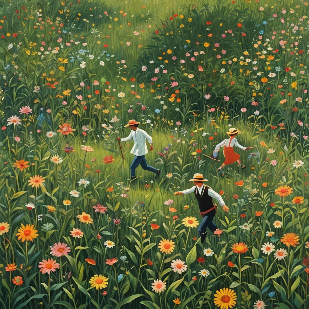 Flower People Seek Gardener in Surreal Meadow