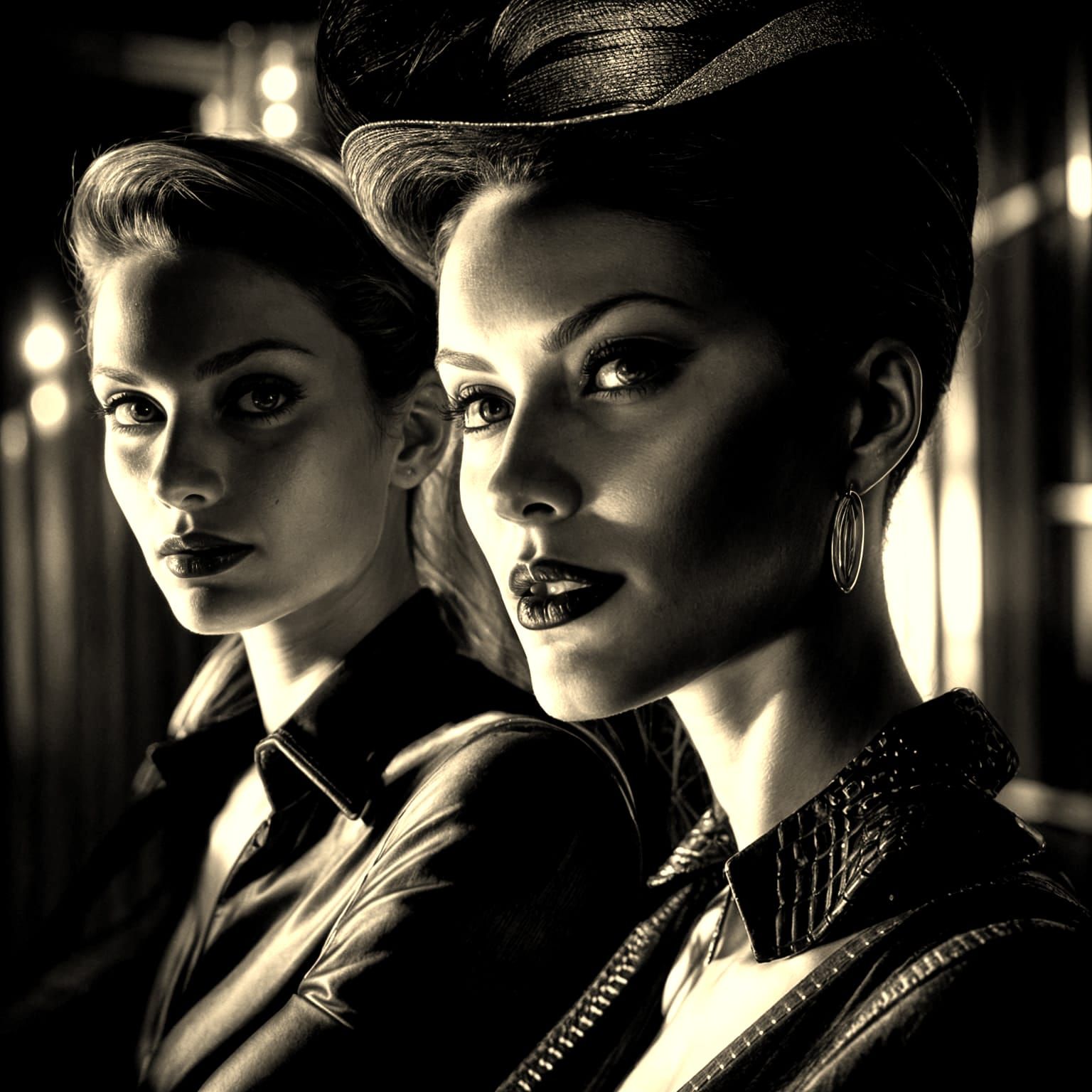 Noir Comic Scene with Mannequins and Corvette