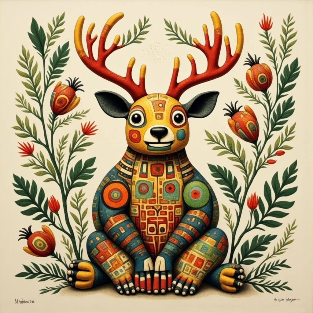 Christmas Reindeer Doll in Pop Art Style