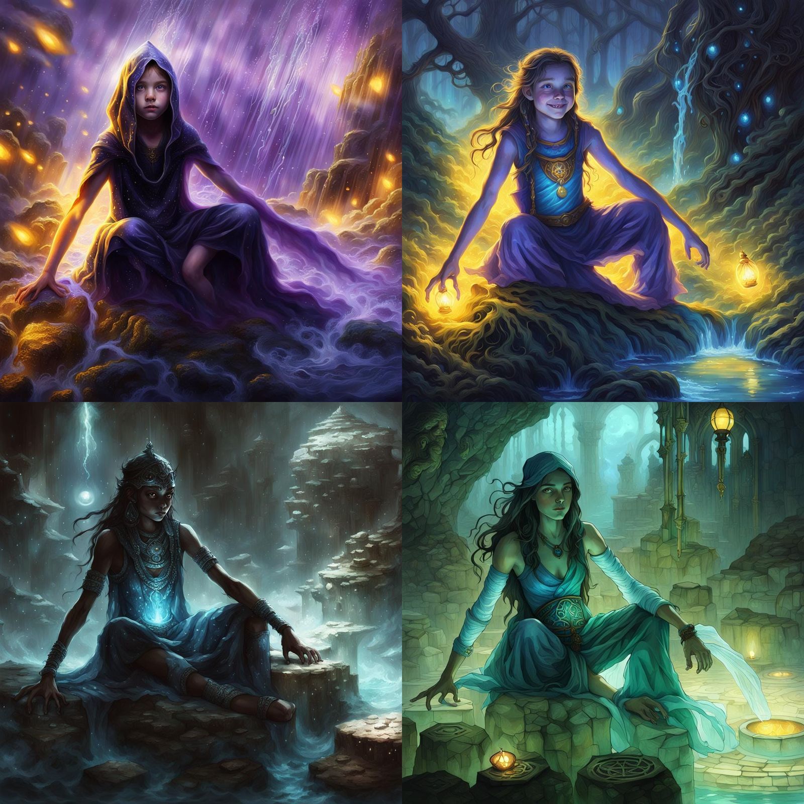 Water Djinn as Girl: Dark Fantasy Art