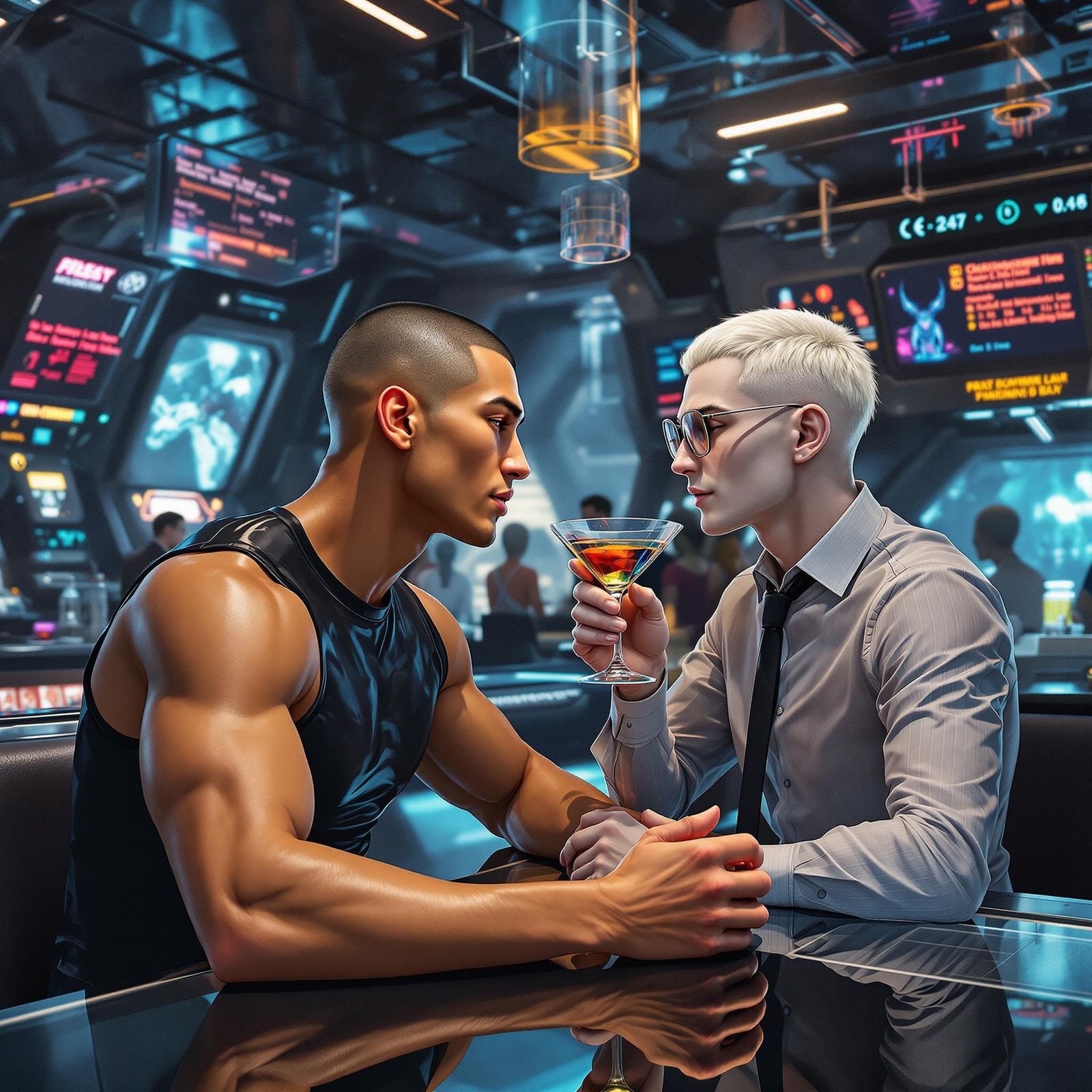 Futuristic Space Station Bar Scene