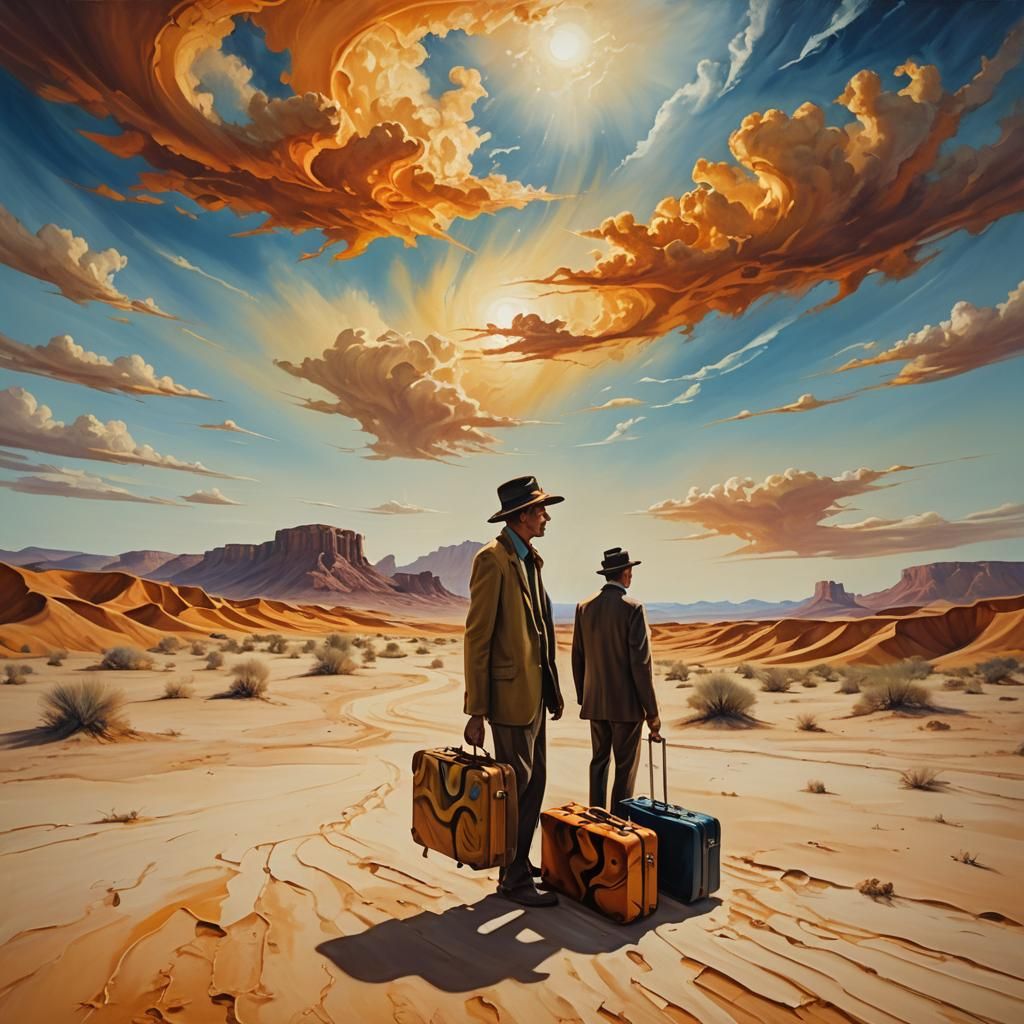 Surreal Desert Traveler as Vibrant Oil Painting