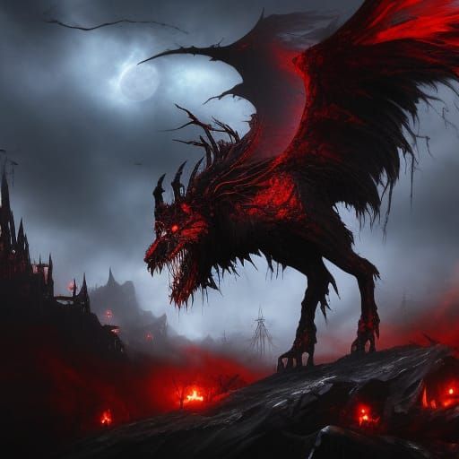 Terrifying Undead Wolf in Dark Fantasy Horror Style