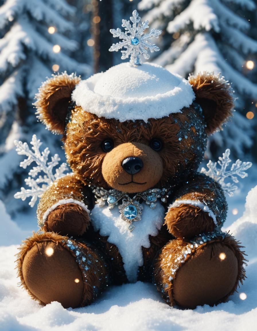 Teddy Bear in Winter Wonderland with Jewels