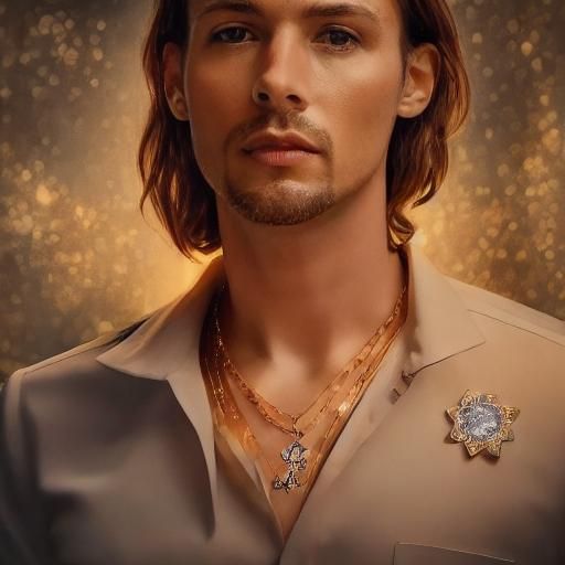 Golden Star of David Necklace Portrait