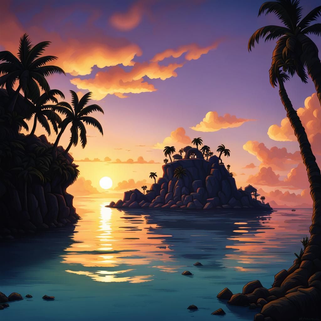 Monkey Island Sunset Landscape